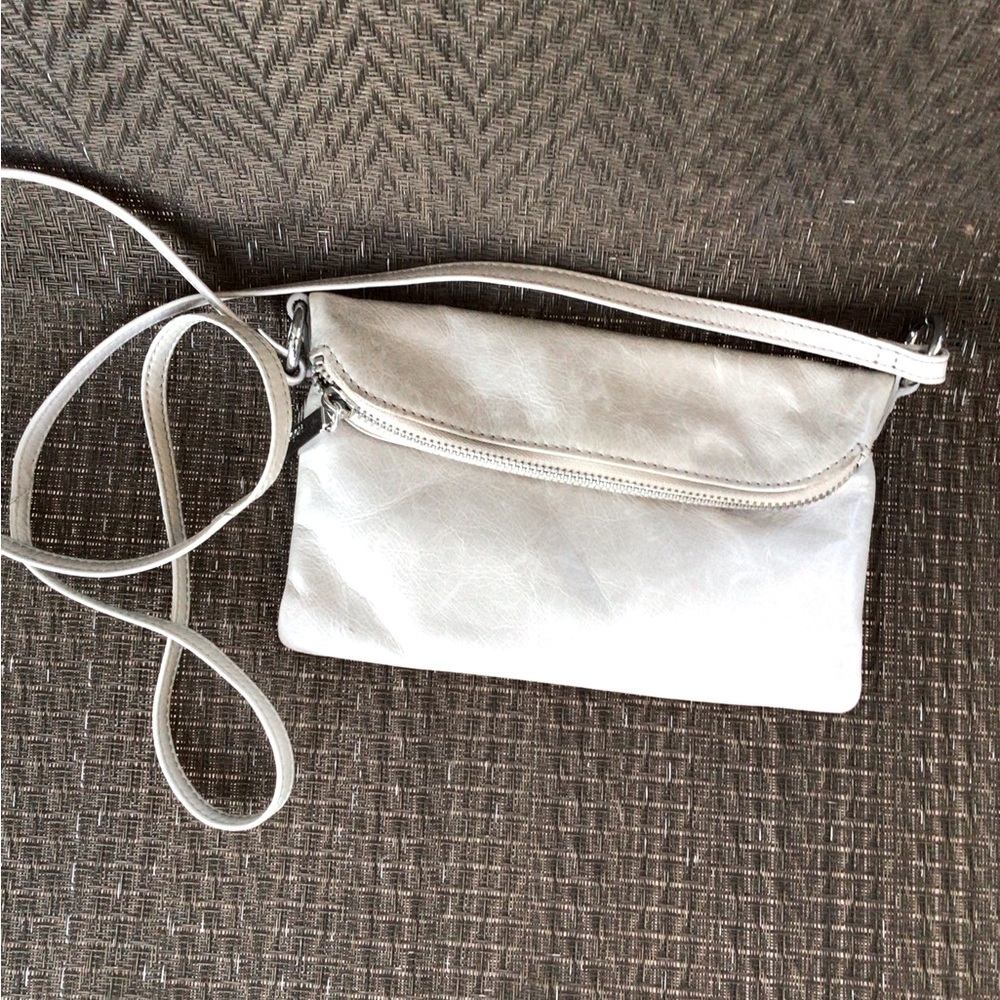 Hobo International Light Gray Leather Lexi Crossbody Bag View 2